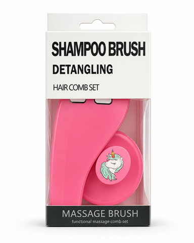 Koza Shampoo Brush Set (2-in-1) (Pink)