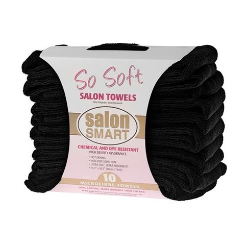 Salon Smart So Soft Microfibre Salon Towels - Black 10pk
